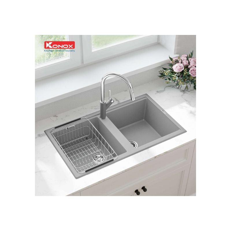 Chậu rửa bát Konox Granite Sink Phoenix 860 – Grey (3) Chậu rửa bát Konox Granite Sink Phoenix 860 – Grey (3)