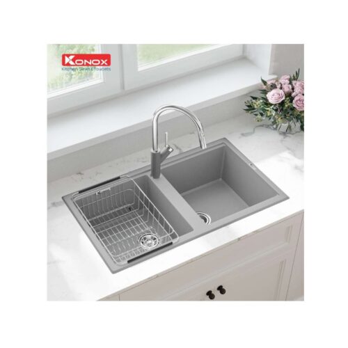 Chậu rửa bát Konox Granite Sink Phoenix Smart 860 – Grey (3)