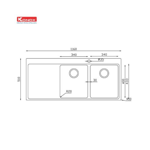Chậu rửa bát Konox Turkey Sink Miro 1160 3 Chậu rửa bát Konox Turkey Sink Miro 1160(1)