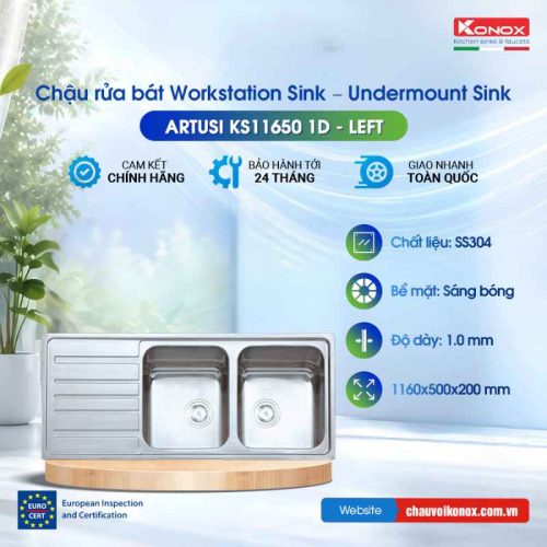Chậu rửa bát Konox European sink Artusi KS11650 1D – Bàn trái