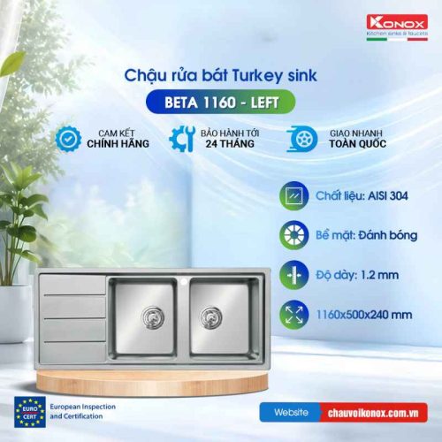 Chậu rửa bát Konox Terkey Sink Beta 1160 - Bàn trái