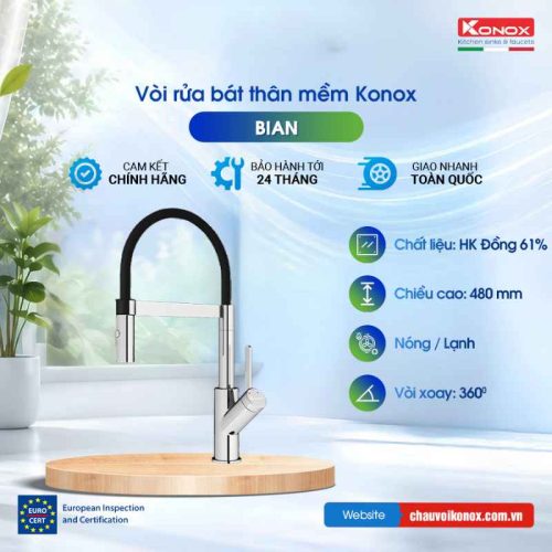Vòi rửa bát thân mềm Konox Bian