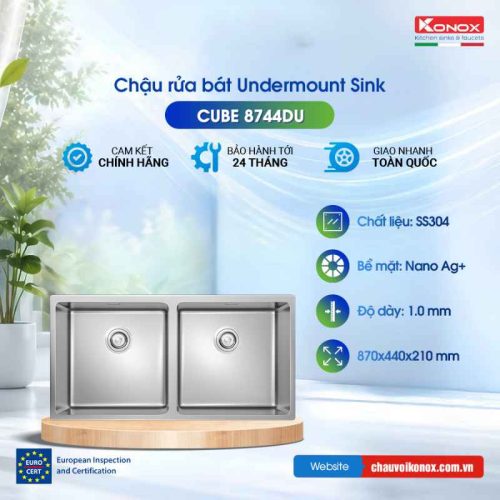 Chậu rửa bát Konox Undermount Sink Cube 8744DU