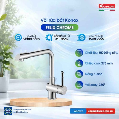 Vòi rửa bát Konox Felix Chrome