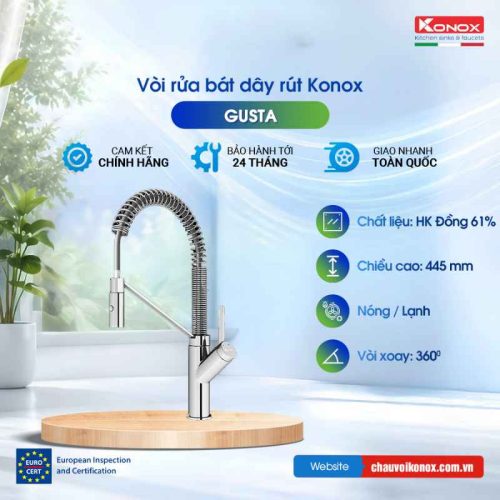 Vòi rửa bát dây rút Konox Gusta