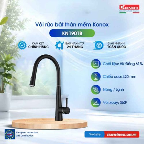 Vòi rửa bát dây rút Konox KN1901B