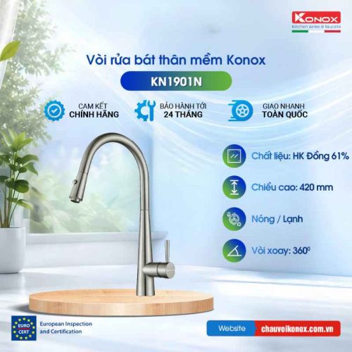 Vòi rửa bát dây rút Konox KN1901N