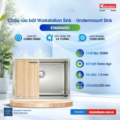 Chậu rửa bát Konox Workstation Sink – Undermount Sink KN6046SU