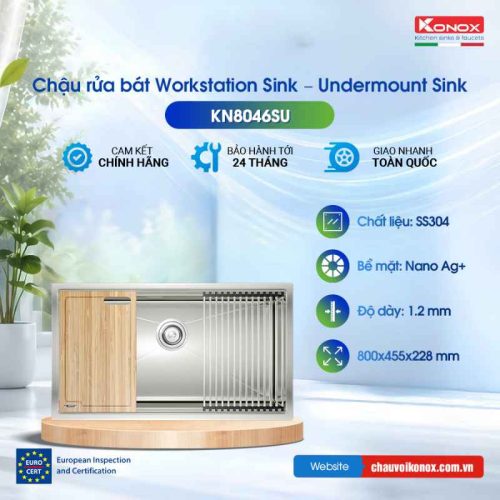 Chậu rửa bát Konox Workstation Sink – Undermount Sink KN8046SU
