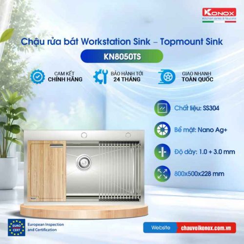 Chậu rửa bát Konox Workstation Sink – Topmount Sink KN8050TS