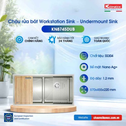 Chậu rửa bát Konox Workstation Sink – Undermount Sink KN8745DUB