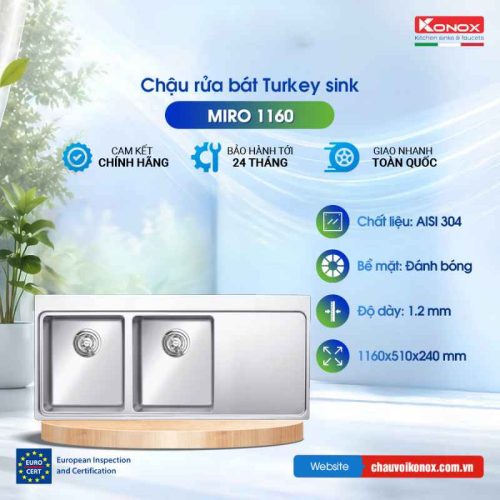 Chậu rửa bát Konox Turkey Sink Miro 1160