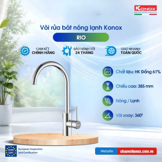 Vòi rửa bát nóng lạnh Konox Rio