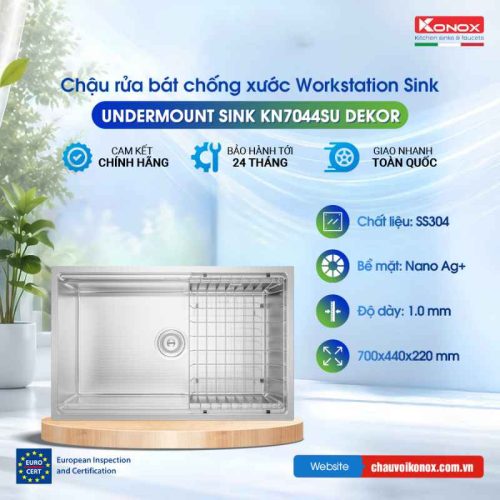 Chậu rửa bát chống xước Konox Workstation Sink – Undermount Sink KN7044SU Dekor
