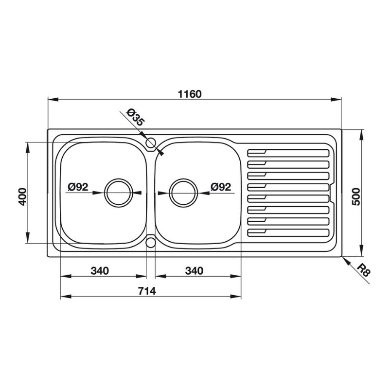 Kích thước của Chậu rửa bát Hafele HS-SDD11650 565.86.281 Kích thước của Chậu rửa bát Hafele HS-SDD11650 565.86.281