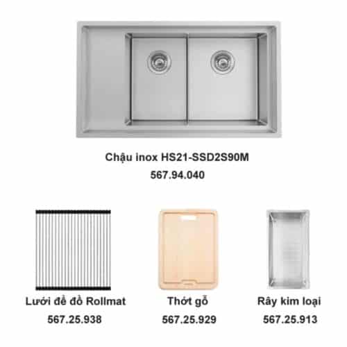 Bộ chậu rửa và phụ kiện Hafele HS21-SSD2S90M 567.94.049 3 Bộ chậu rửa và phụ kiện Hafele HS21-SSD2S90M 567.94.049