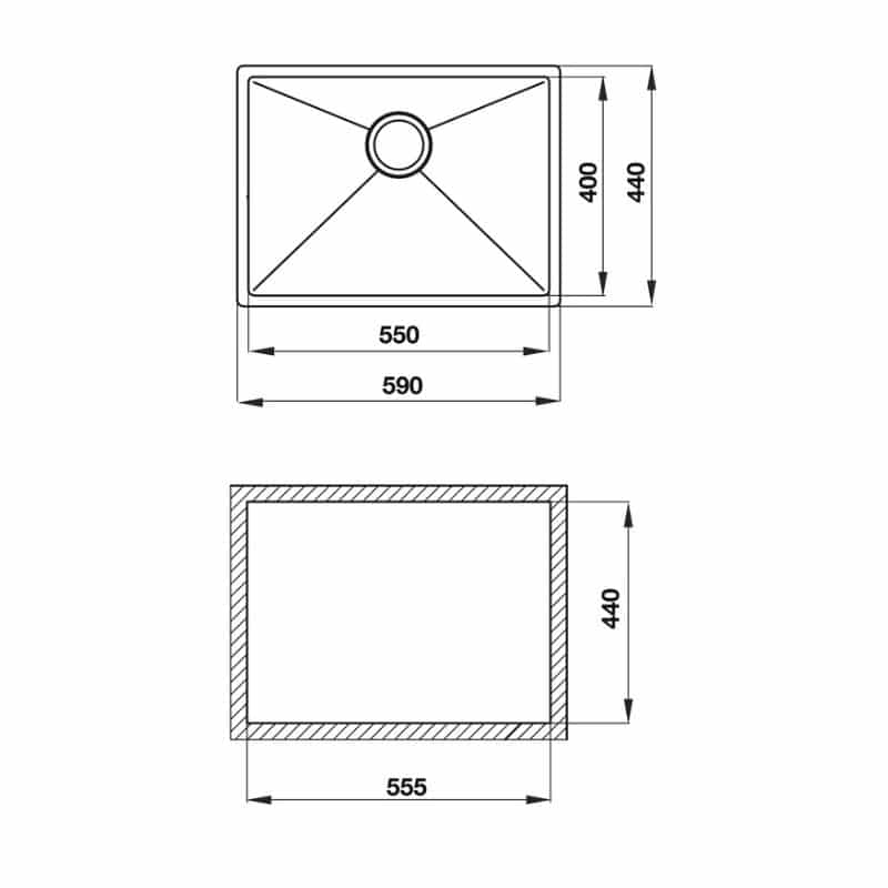 Kích thước của Chậu rửa chén bát Hafele Valerian HS-SS5944 567.20.397 Chậu rửa chén bát Hafele Valerian HS-SS5944 567.20.397