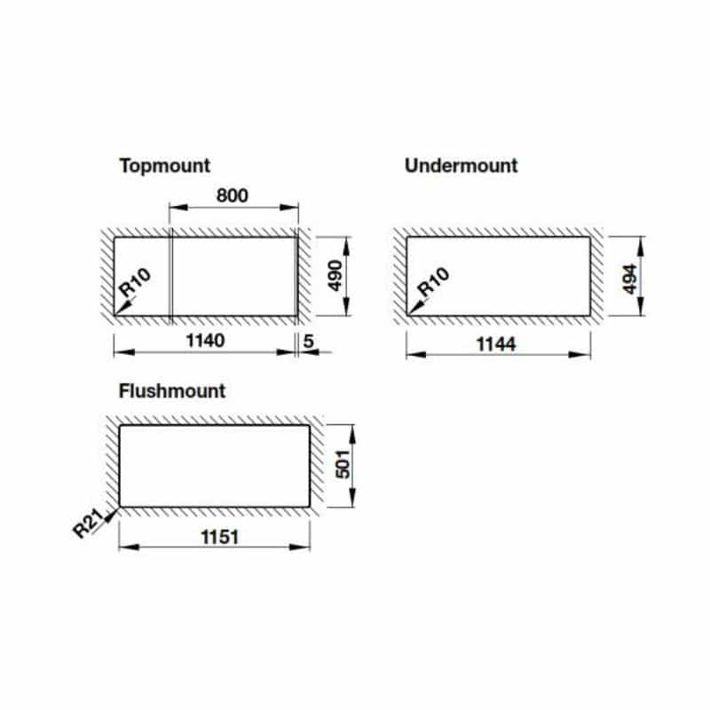 Kích thước Chậu rửa bát đá Hafele HS20-GKD2S80 570.33.330 Chậu rửa bát đá Hafele HS20-GKD2S80 570.33.330