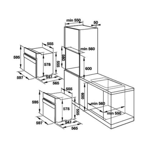 Lò nướng Hafele HO-KT60A 535.00.280 3 Kích thước của lò nướng Hafele 535.00.280