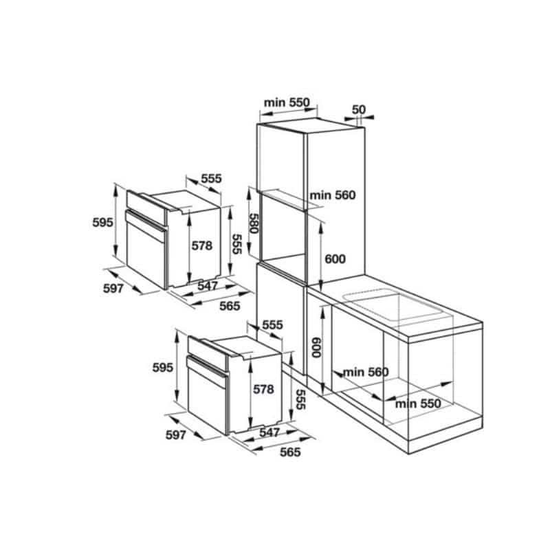 Kích thước lò nướng Hafele 535.00.310 Kích thước lò nướng Hafele 535.00.310