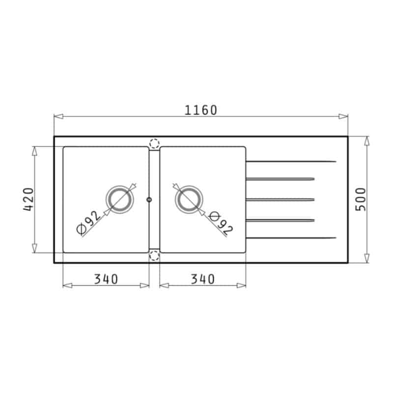 Kích thước chậu Chậu rửa chén bát Hafele HS GS11650 565.88.511