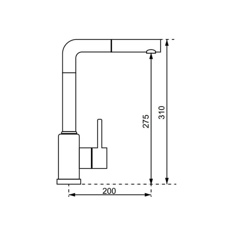 Kích thước Vòi rửa bát Hafele HF-GM401 569.15.401 Vòi rửa bát Hafele HF-GM401 569.15.401