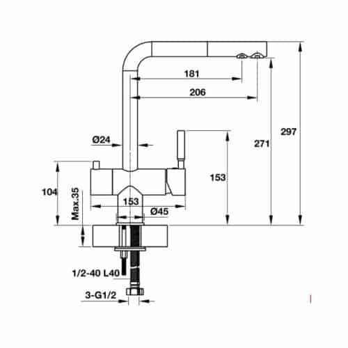 Vòi rửa bát inox Hafele HT19-CH2P271 570.51.060