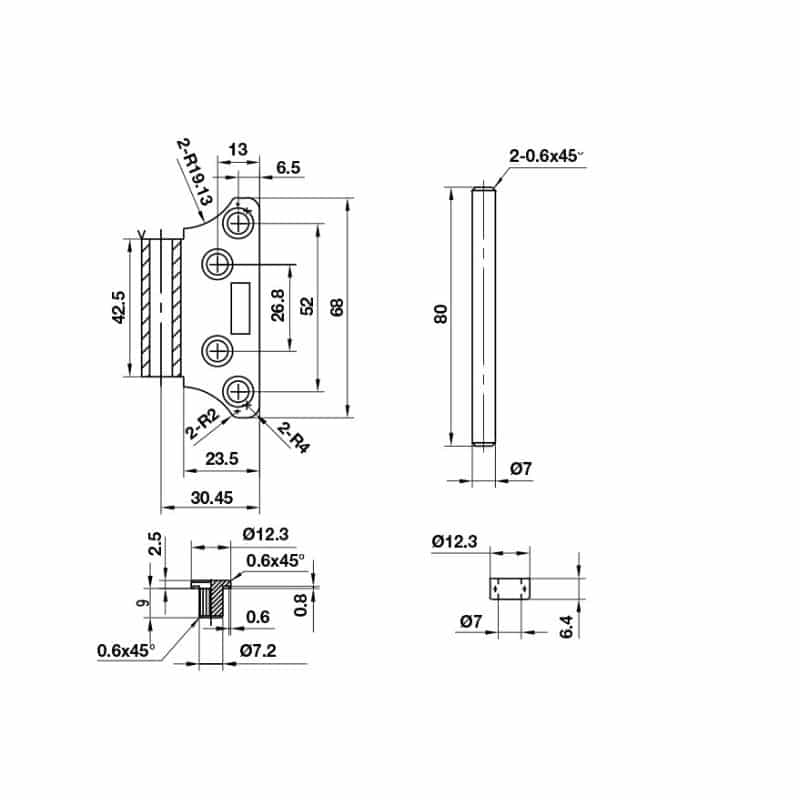 Kích thước bản lề âm dương Hafel Bauma 926.20.354 Kích thước bản lề âm dương Hafel Bauma 926.20.354