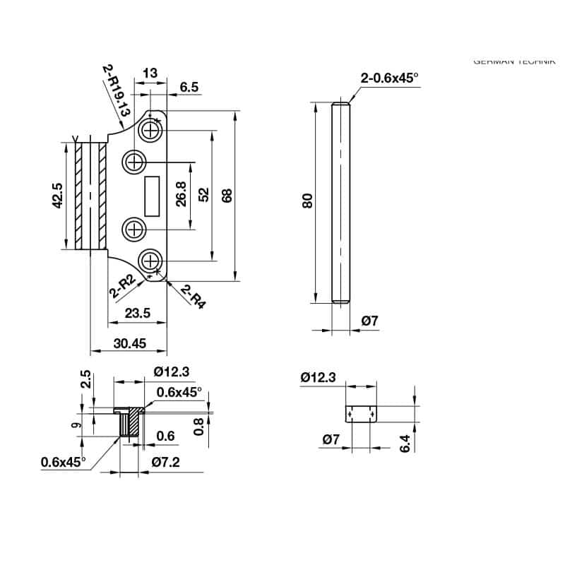 Kích thước bản lề âm dương Bauma 926.20.355 Kích thước bản lề âm dương Bauma 926.20.355