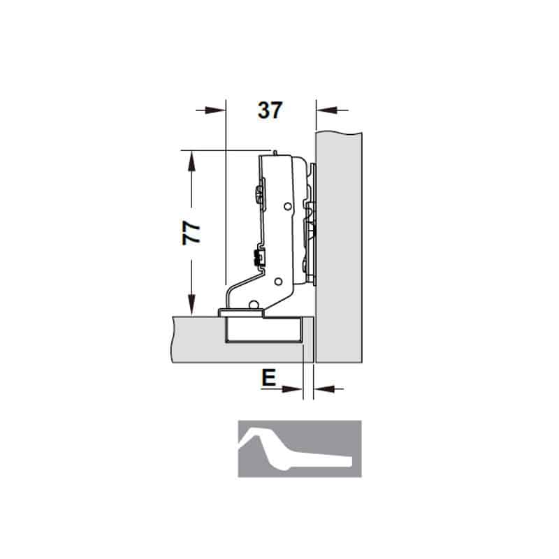 Kích thước của bản lề legato lọt lòng cucina Hafele 334.00.063 Kích thước của bản lề legato lọt lòng cucina Hafele 334.00.063