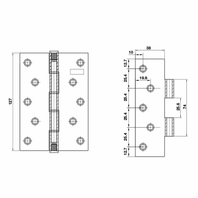 Kích thước bản lề lá Bauma 926.20.345 Kích thước bản lề lá Bauma 926.20.345