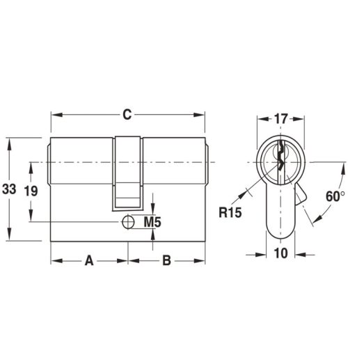 Ruột khóa 2 đầu Hafele 916.00.022, 91mm Đồng thau 3 Kích thước Ruột khóa Hafele 916.00.022