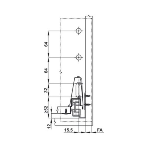 Ray hộp Hafele 552.79.085 Alto B199 500mm, trắng, nắp kim loại 8 Thiết kế của Ray hộp Hafele 552.79.085 Alto B199 500mm, trắng, nắp kim loại