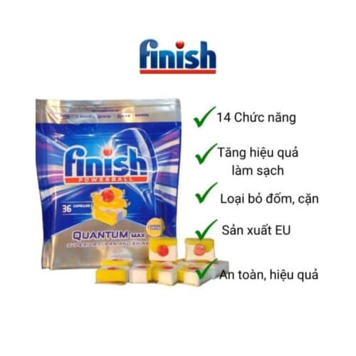 Viên rửa bát Finish Quantum Max 36 viên 3 Tính năng Viên rửa bát Finish Quantum Max 36 viên