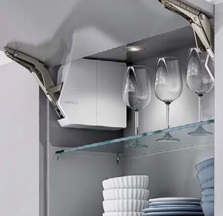 Tay nâng Häfele 3 Bộ tay nâng free flap 1.7E Häfele 372.29.701 nắp xám