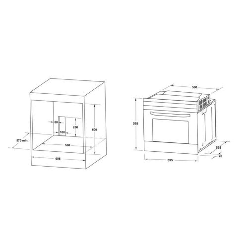 Kích thước lò nướng Hafele 538.61.442