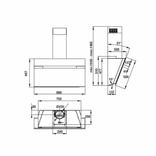 Máy hút mùi gắn tường Hafele HH-WVG90B 539.89.335 3 Thiết kế của Máy hút mùi gắn tường Hafele HH-WVG90B