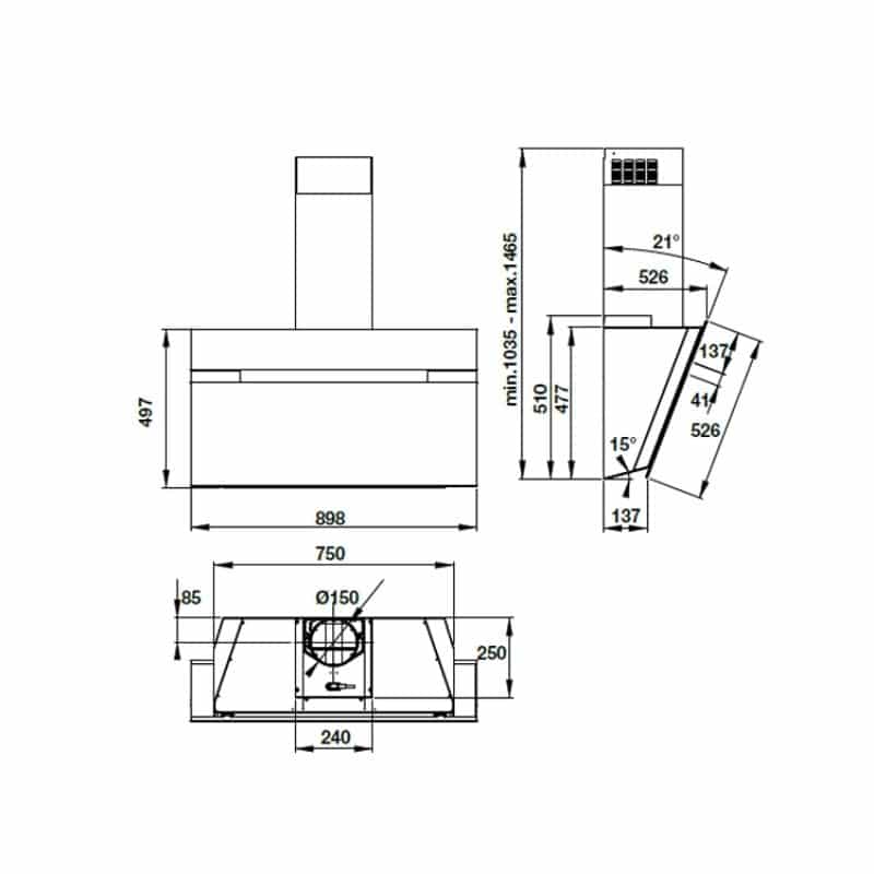 Thiết kế của Máy hút mùi gắn tường Hafele HH-WVG90B Thiết kế của Máy hút mùi gắn tường Hafele HH-WVG90B