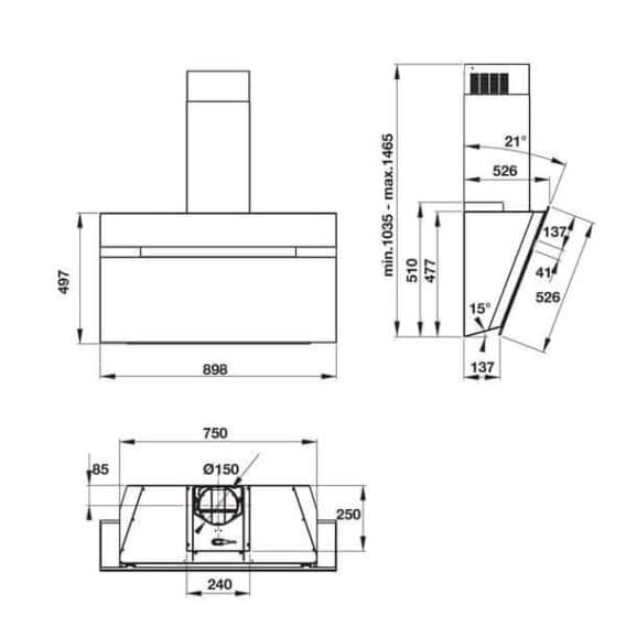 Máy hút mùi gắn tường Hafele HH-WVG90B 539.89.335 10 Thiết kế của Máy hút mùi gắn tường Hafele HH-WVG90B