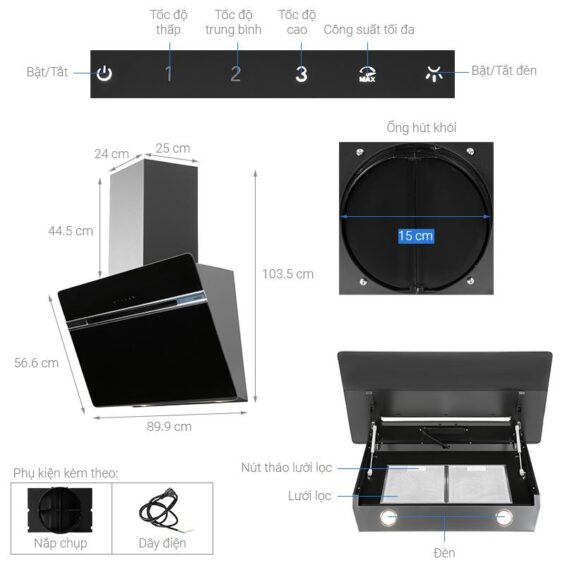 Máy hút mùi gắn tường Hafele HH-WVG90B 539.89.335 11 Hướng dẫn sủ dụng của Máy hút mùi gắn tường Hafele HH-WVG90B