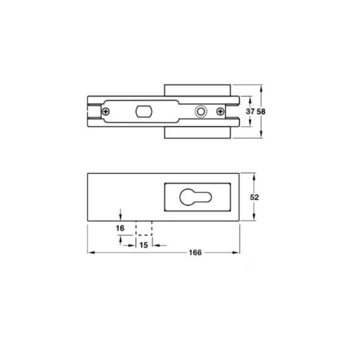 Khóa kẹp chân kính inox mờ Hafele 981.50.030 3 Thiết kế khóa kẹp chân kính inox mờ Hafele 981.50.030