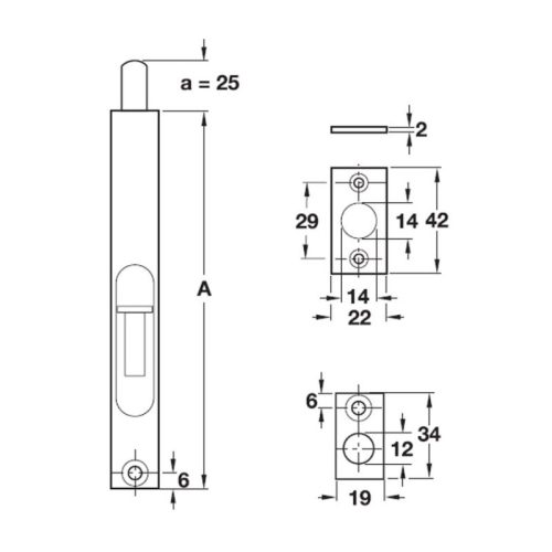 Kích thước chốt cửa âm 254mm Hafele DIY 489.71.412