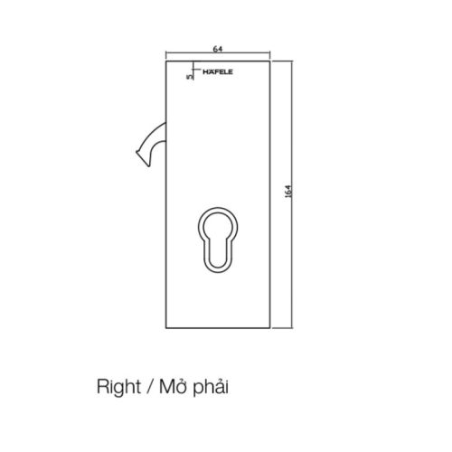 Khóa cửa kính thân khóa cửa trượt mở phải Hafele 981.59.050 3 Kích thước khóa cửa kính thân khóa cửa trượt mở phải Hafele 981.59.050