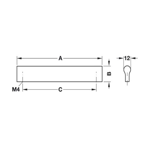 Kích thước tay nắm nhôm 244 mm Hafele 155.01.105