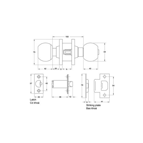 Khóa tay nắm tròn cửa WC loại lớn Hafele 911.64.258 6 Thiết kế của khóa tay nắm tròn cửa WC loại lớn Hafele 911.64.258