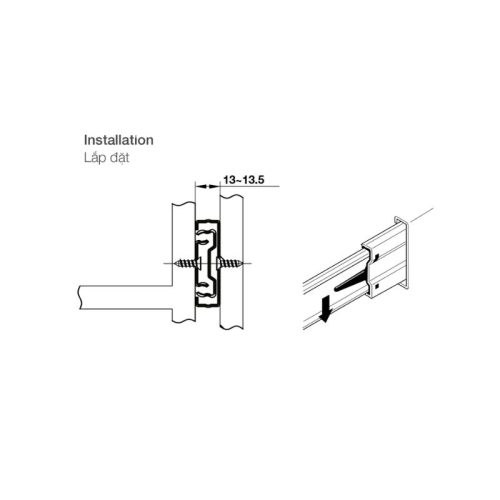 Thiết kế của ray bi giảm chấn dài 350mm Hafele 494.02.062