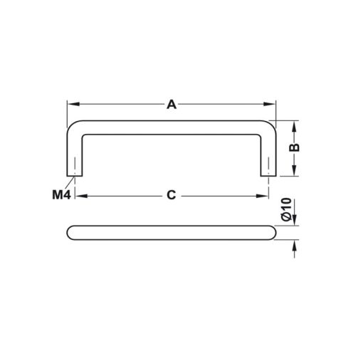 Thiết kế của tay nắm tủ inox 202mm Hafele 155.01.234