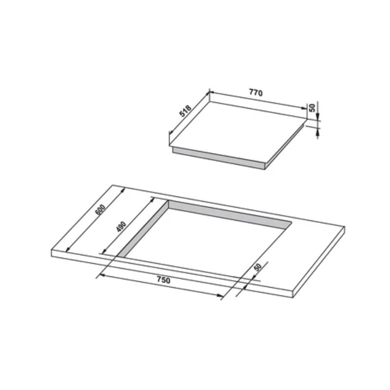 Kích thước của bếp ttừ Hafele 3 vùng nấu HC-IS773EA 535.02.242 lắp âm Kích thước của bếp ttừ Hafele 3 vùng nấu HC-IS773EA 535.02.242 lắp âm