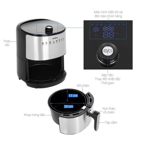 Nồi chiên không dầu Hafele 3.2 lít AF-68A 535.43.710 3 Đặc điểm nồi chiên không dầu Hafele 3.2 lít AF-68A 535.43.710