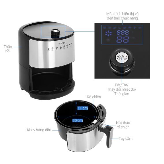 Đặc điểm nồi chiên không dầu Hafele 3.2 lít AF-68A 535.43.710 Đặc điểm nồi chiên không dầu Hafele 3.2 lít AF-68A 535.43.710